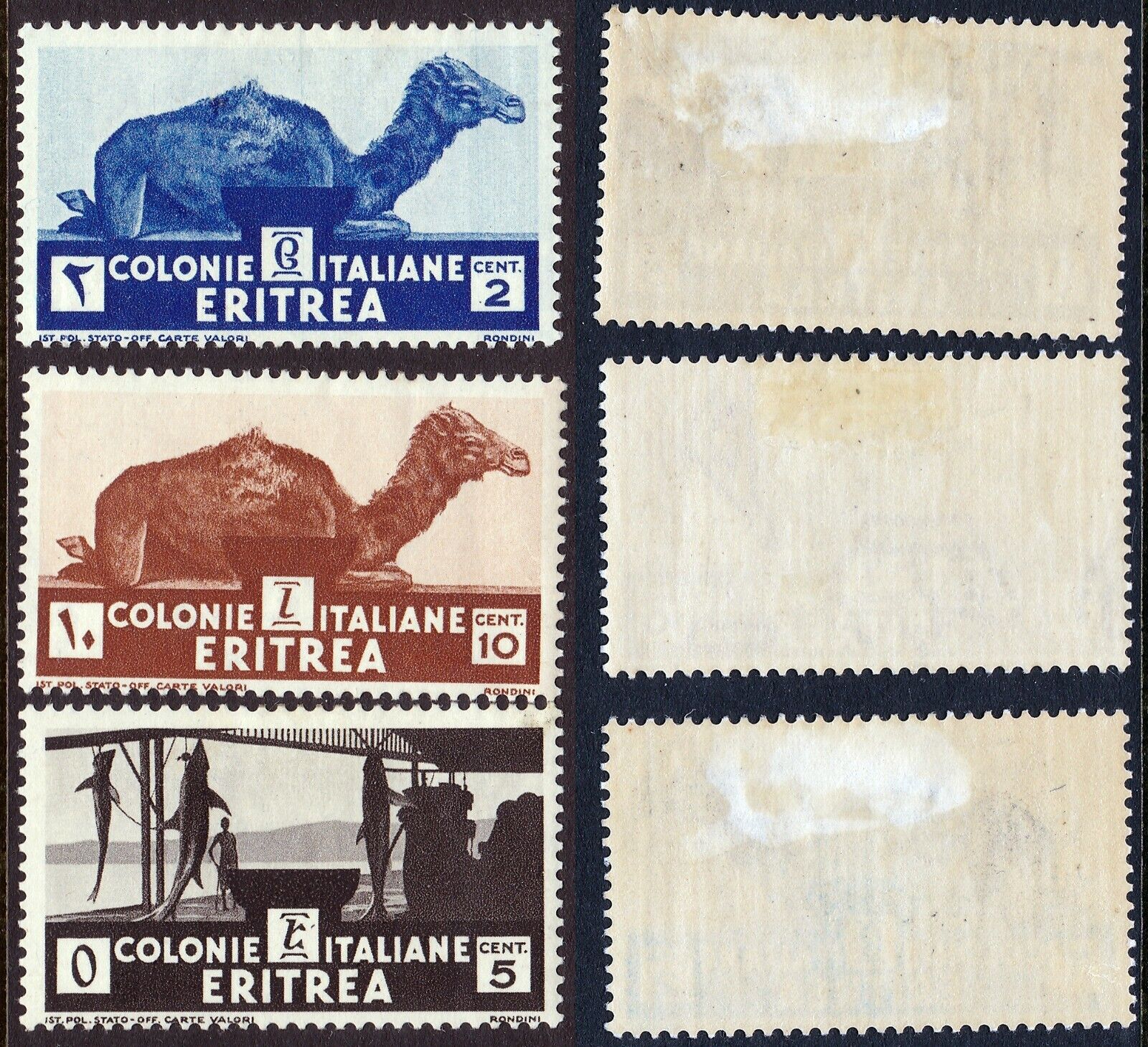 Eritrea 1933 Camels Fish Sc-158-160 Mlh Og - Us Seller