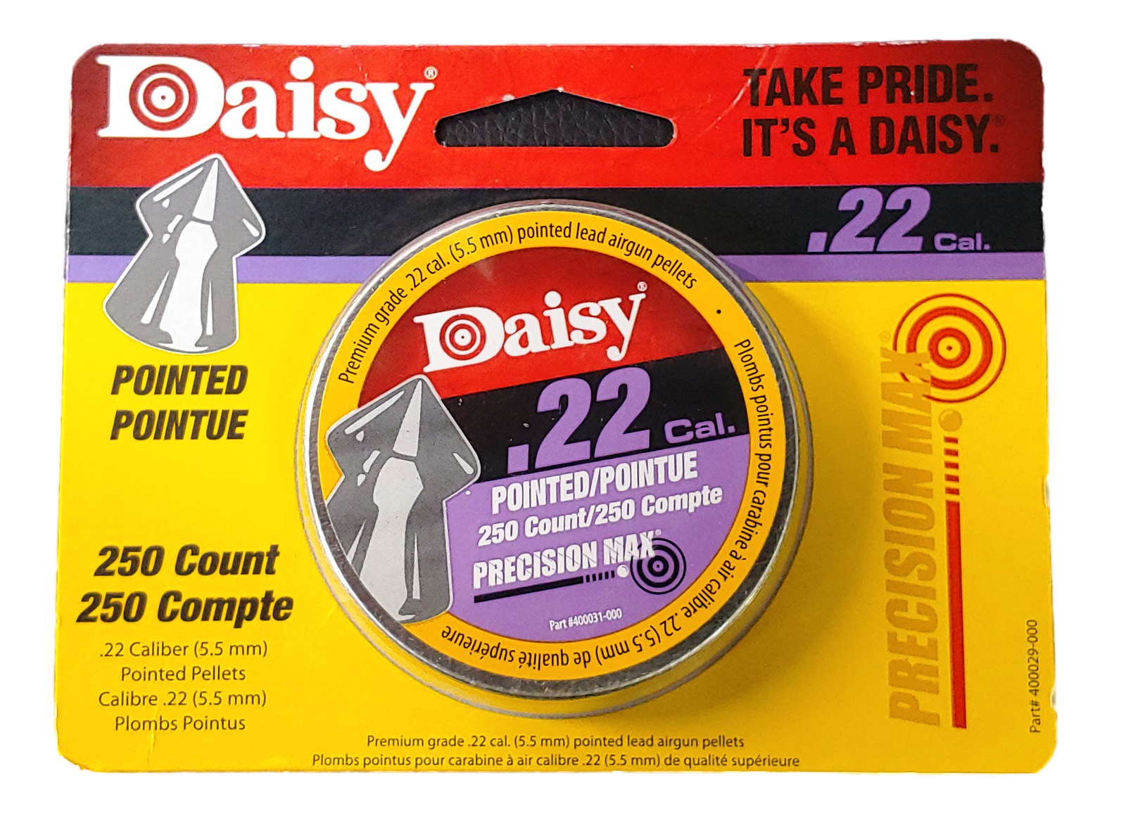 Daisy Air Gun Pellets .22 Caliber Pointed Silver 250/pack 997922-612